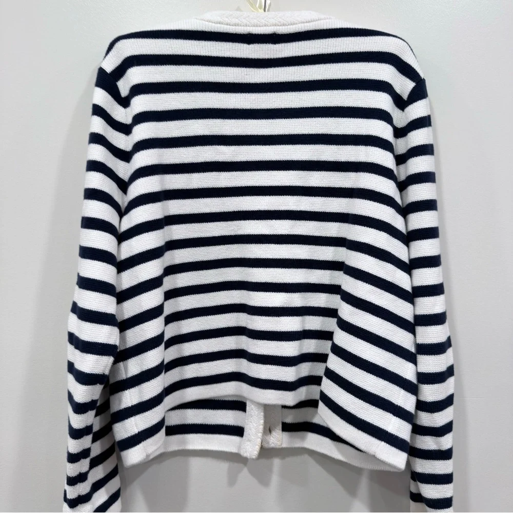 J. Crew Factory Navy and White Striped Lady Cardigan - Picture 7 of 8